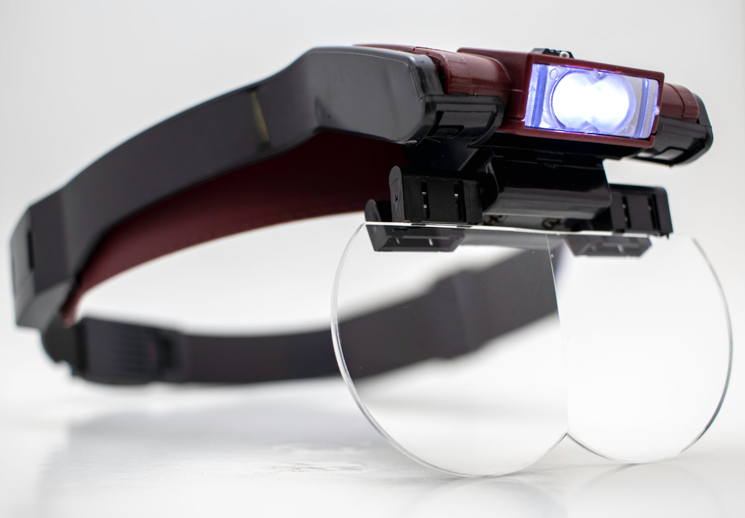 mh1047l illuminated dual lens flip-in head visor magnifier